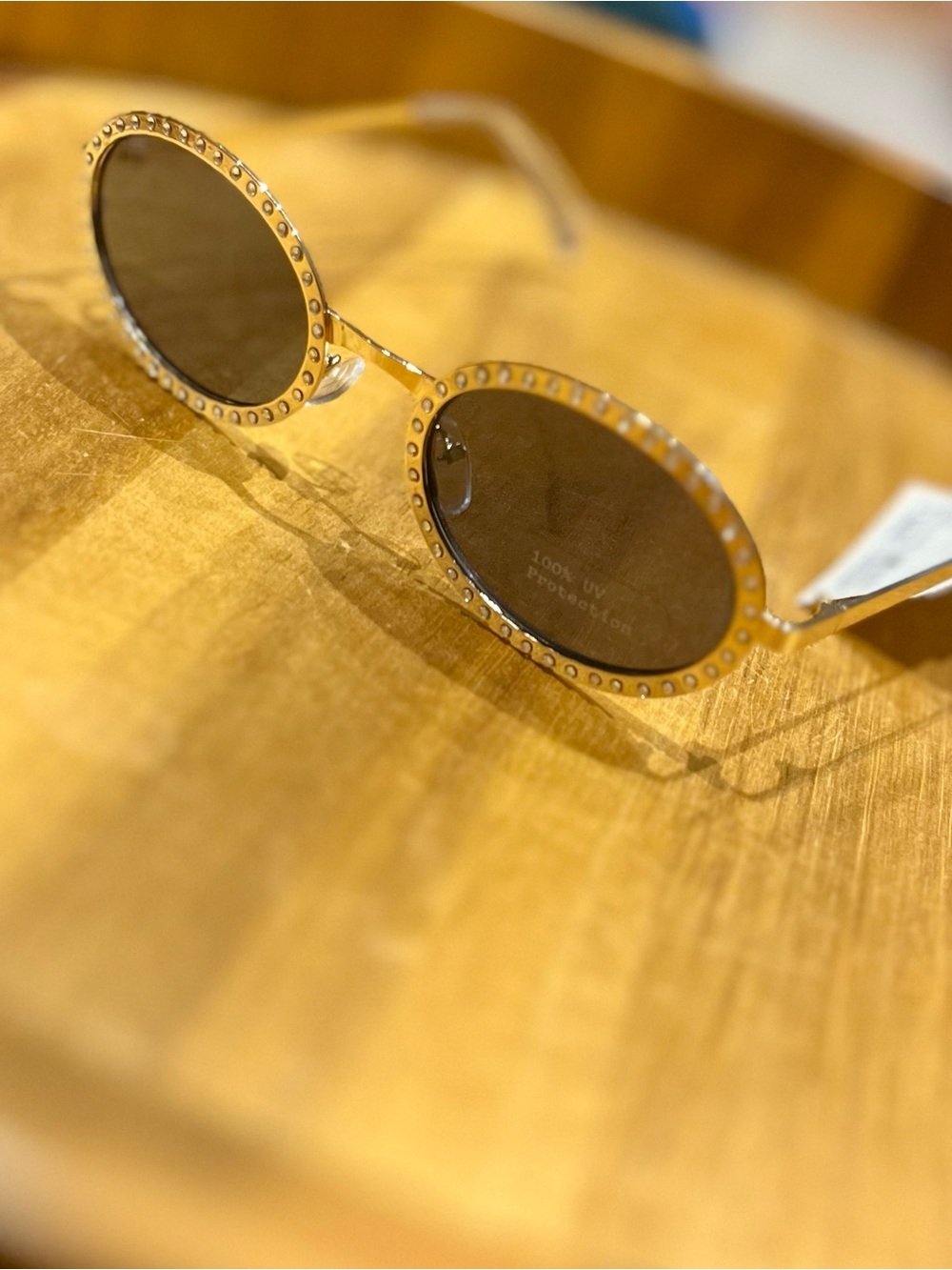 A New Day, Gold Round Studded Women's Sunglasses